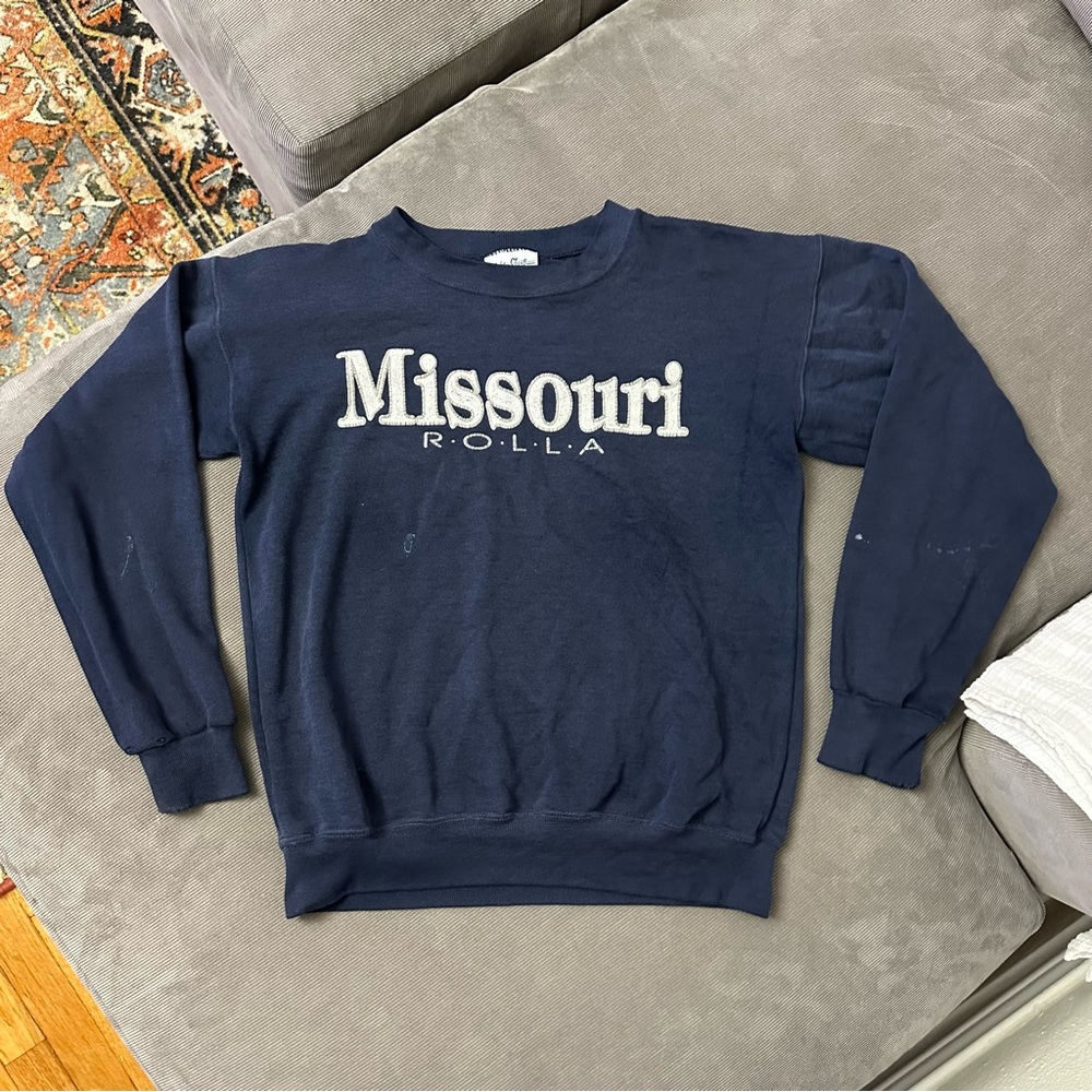 Vintage University Of Missouri S&T Rolla Sweatshirt Size Medium - Stained